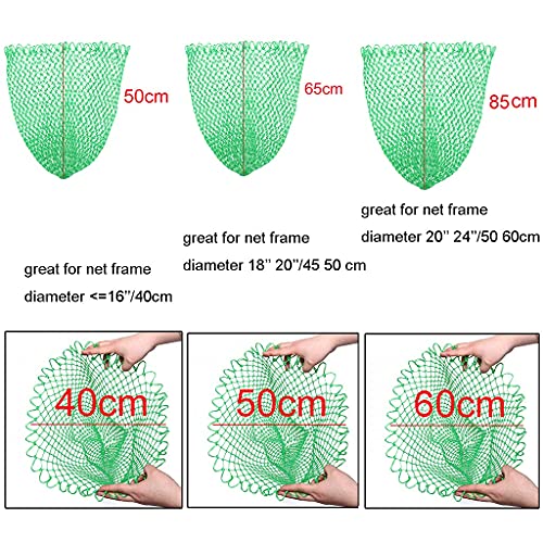 Fishing Net Replacement Netting Fishing Landing Net Replacement Net for Freshwater Saltwater Fishing Green 6 Sizes - color: Diameter 20inch/50cm
