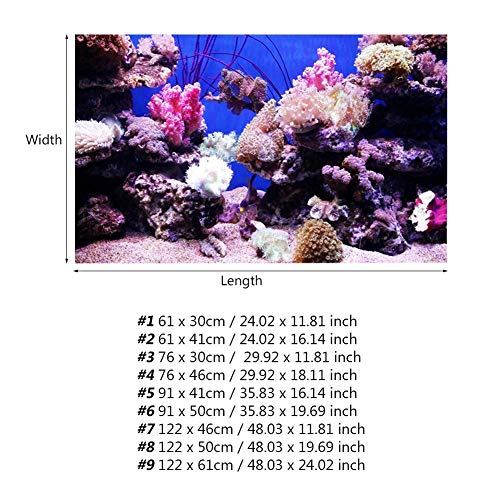GLOGLOW Aquarium Background Sticker, 3D Effect Seaworld Landscape Image PVC Sticker Sided Adhesive Wallpaper Background Poster Aquarium Wall Decorations(122x61cm) Backgrounds - size: 122x61cm