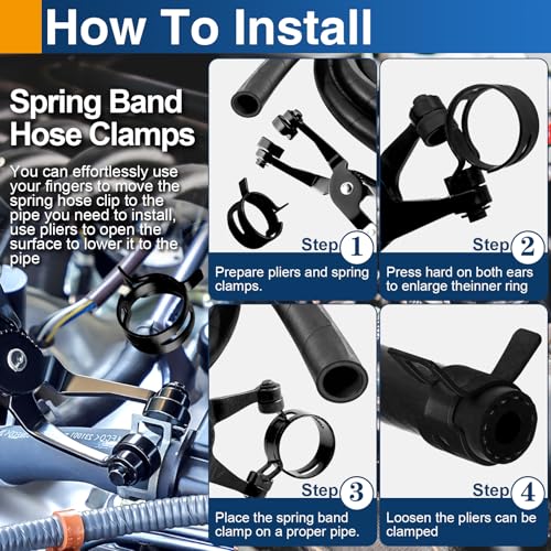 10mm (0.39") Spring Band Hose Clamps, 20 Pack Small Hose Clamps for 9-10.5mm OD Fuel Line, Water Tube, Air Tube & Silicone Hose - size: 10mm