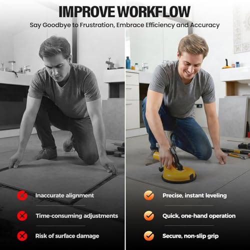2026 New Adjustable Height Setter, Professional Countertop Leveling Tool with Heavy-Duty Suction Cups, Countertop & Flooring Alignment Tool for Tile, Floors Gap Fix and Seam Leveling (Yellow, 1 Pc)