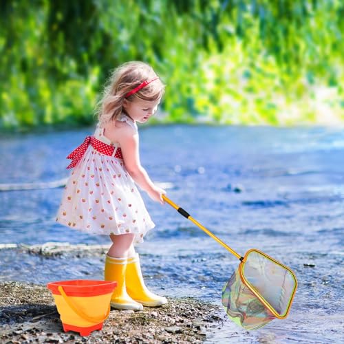 Kids Fishing Net, 3 Pack Telescopic Landing Net with Aluminum Pole Handle, Beach Nets Toys for Kids, Butterfly Net Bug Net, Fish Net Crab Nets Fishing Gear for Kids Youth, Outdoor Playing