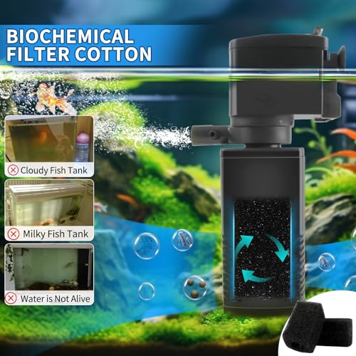 coospider-repta Fish Tank Filter for 15-40 Gallon Tank, 160 GPH Crystal Clear Powerful Internal Aquarium Filters Submersible Pump& Filter System for Fish Tank & Turtle Tank - size: 20-45 Gallon Fish Tank