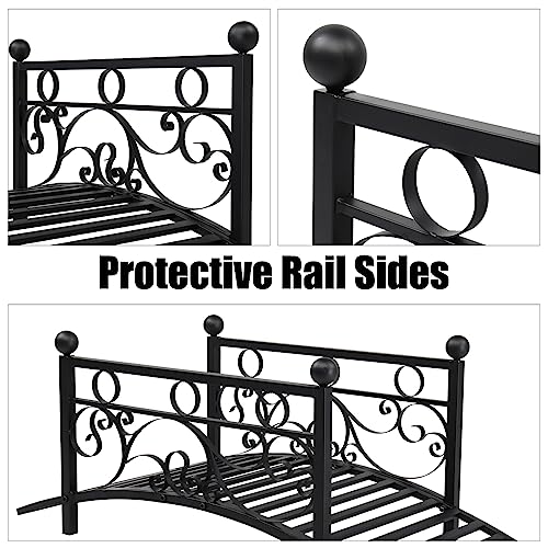 VINGLI 3.4ft Metal Garden Bridge, 330lbs Capacity Garden Bridges for Outdoors with Anti-Rust Coated Finish, Easy Assembly, Outdoor Decor Bridge for Garden Landscape, Backyard, Stream, Pond
