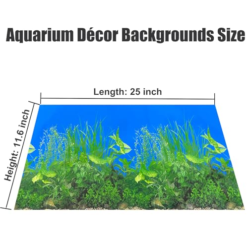 XCNO Fish Backgrounds Paper Double Sides Undersea Aquarium Background Poster Colorful Sea Anemone Fish Tank Background Sticker Decorations 12"x 25" - color: Coral Reef, size: 11.6" x 25" In