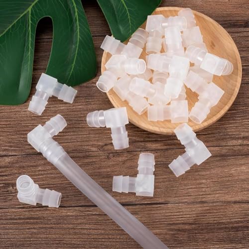 10Pcs 3/8 Inch Plastic 90 Degree Hose Barb Elbows, Transparent L Tube Connectors, 2 Way Equal Barbed Joint Adapters for Boat Aquarium Hose Fittings