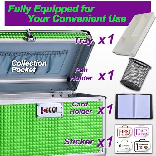 Portable Combination Lock Storage Box with Handle – Multipurpose Locking Case for Home & Outdoor Use, Secure Storage for Accessories, Medicine, Cosmetics, Toys & Tools (Green, Medium) - color: Green, size: Medium