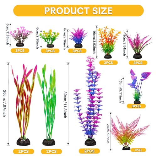 Colorful Fish Tank Decorations, Large Aquarium Artificial Plastic Plants Decor, Betta Goldfish Tank Accessories, Fish Bowl Ornaments