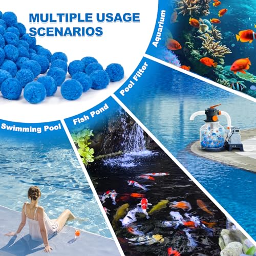TTQ Pool Filter Balls for Sand Filter Systems, 3.3 Lbs Reusable Polyester Fiber Filter Media, Blue Filter Balls for Above Ground and Inground Pools