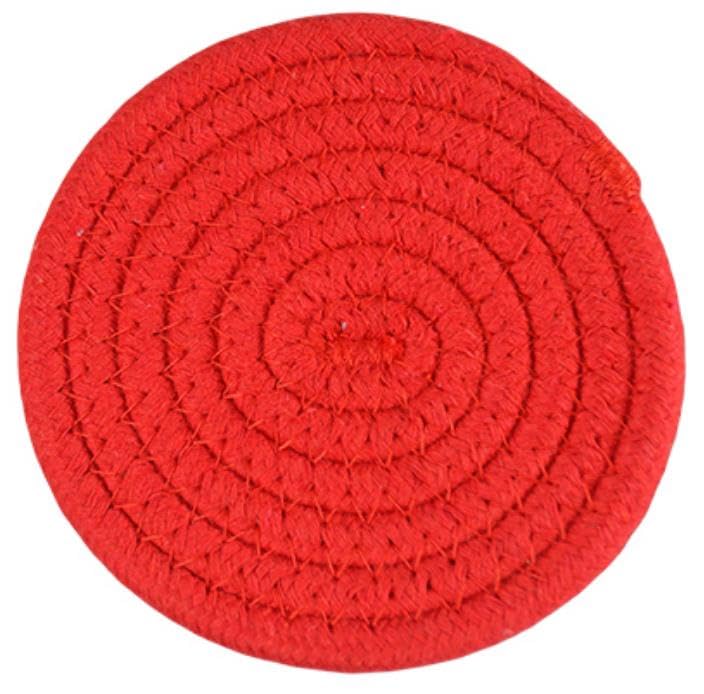 ABenkle 8 Pcs Drink Coasters with Holder, Cotton Woven Absorbent Coasters for Drinks, Minimalist Home Decor Coaster Set for Wooden Tabletop Protection Table, 4.3 inches - color: Red, size: 8 Pcs