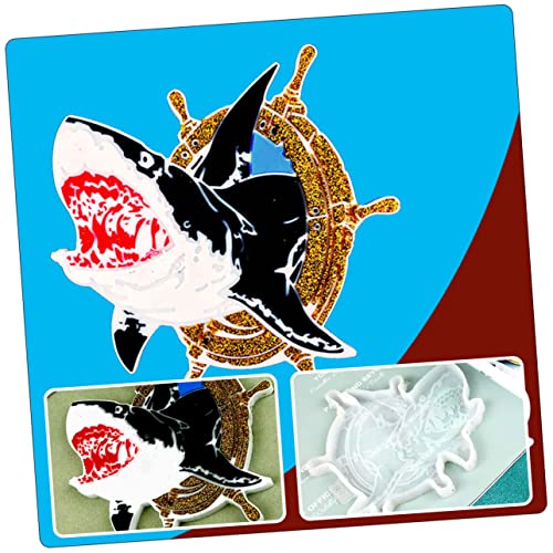 NUOBESTY Shark Coaster Mold Silicone DIY Epoxy Resin Mat for Coffee Tea Easy Release Craft Tool Compatible Resin Materials for Home Decor and Creative Projects