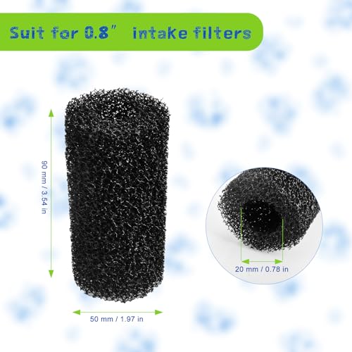 12 Pieces Aquarium Filter Sponge 0.8" Intake Shrimp Filter Coarse Sponge Filter for Aquarium Fish Tank, Protect Fish Fry and Shrimp, Black