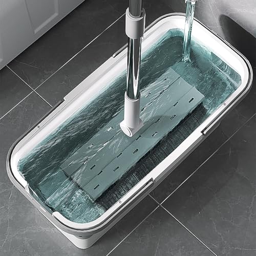 Foldable Mop Bucket with Dual Handles, Rectangular Collapsible Bucket, for House Cleaning, Camping & RV Use (12 L (3.2 Gallons), White Grey) - color: White Grey, size: 12 L
