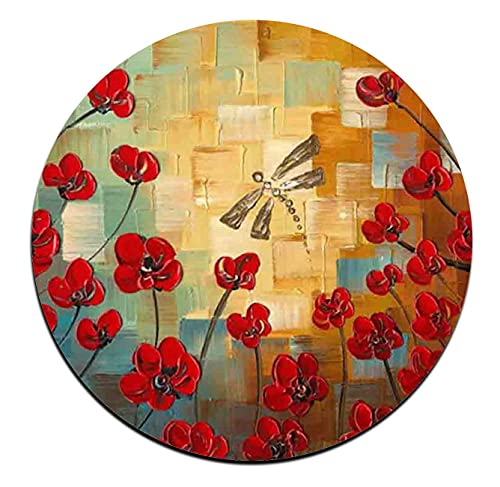 Red Watercolor Flowers Round Coaster Set - Made of Recycled Rubber - Set of 4 - color: Red Watercolor Flowers