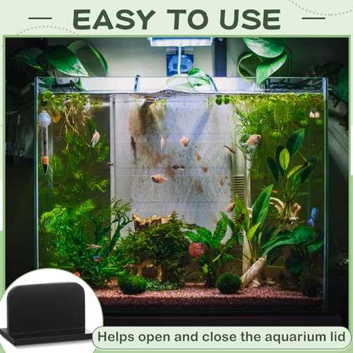 Qunclay 4 Pcs Aquarium Lid Handles Acrylic Fish Tank Cover Handles Adhesive Tank Lid Replacement Handle for Aquarium Fish Tank Lid, 2.36 x 1.38 Inch (Black) - color: Black