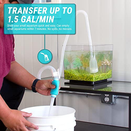 TERA PUMP 2 Pack Large Aquarium Gravel Cleaner (1.5 GPM) BPA-Free, Drainage Nozzle, Filtered Nozzle, Stablitzation Clip & Suction Cup, Ideal for 10 to 20 Gallon Aquariums - size: Large (2PK)