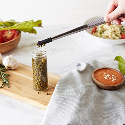 RSVP International Endurance Silicone Tipped Kitchen Tweezers Food Safe, Durable Stainless Steel, Heat Safe up to 475 Degrees F, 12" Length
