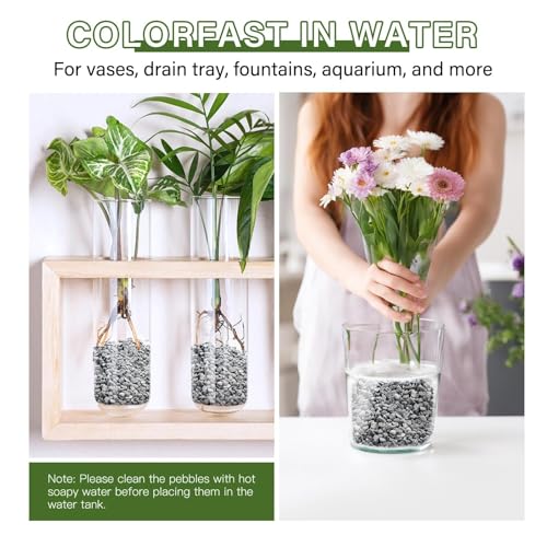 NUPICK 3 lbs Pebbles for Indoor Plants, 1/5 Inch Pea Gravel for Fish Tank, Decorative Rocks for Succulent, Natural River Stones for Vases, Cactus, Landscaping, Bird Bath, Aquarium, Grey - color: Grey, size: 3 lb