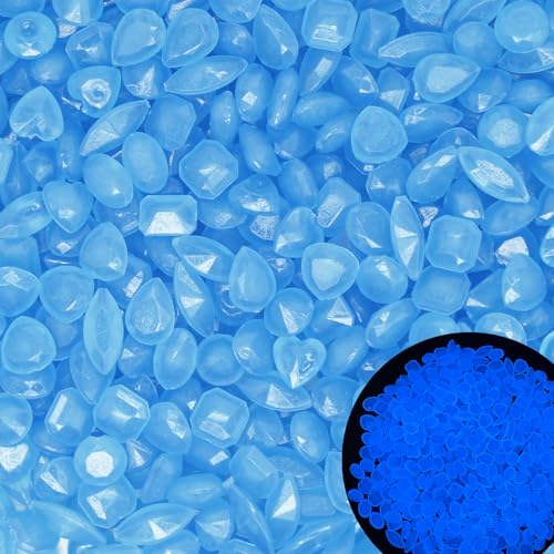 1000PCS Luminous Stone Glow Stones Glow in The Dark Rocks Outdoor for Walkway Backyard Pathway Lawn Aquarium Potted Plant Flower Decor,Blue - size: 1000, style: Blue