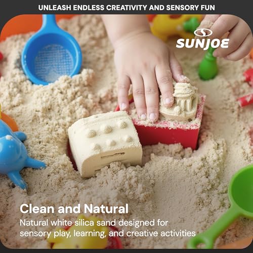 Sun Joe 2 Pack Silica Play Sand for Sandbox, Sensory Table & Garden Spaces, Ultra Fine, 20 Lbs - Natural Craft Accessory for Molding, Digging & Sculpting - Ideal for Indoor and Outdoor Use