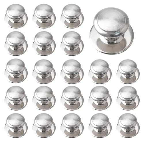 MOROBOR Stainless Steel Drawer Knobs, 32pcs Self-Stick Instant Cabinet Handle Pulls, 1.18Inch Adhesive Sliding Door Stick On Handle with Screws for Glass Cabinet Cupboard Drawer (Brushed Silver) - color: Brushed Silver-32PCS, size: 1.18Inch