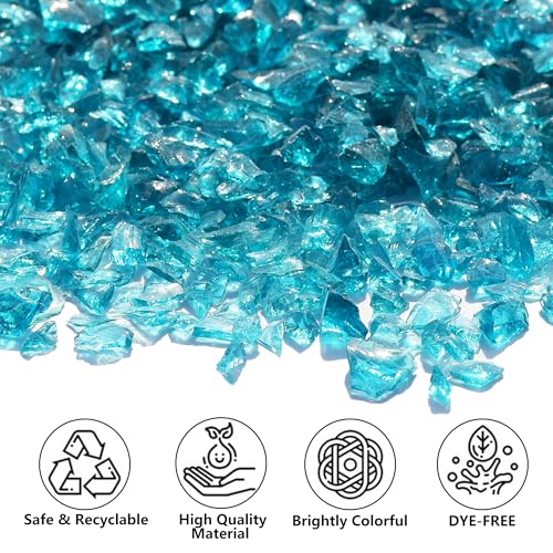 Crushed Glass for Resin Art, DIY Crafts, and Home Decor - 0.9LB Turquoise Broken Glass Pieces 3-6mm, for Vase Fillers, Tabletop Fire Pit, and Aquarium Rocks - color: Turquoise