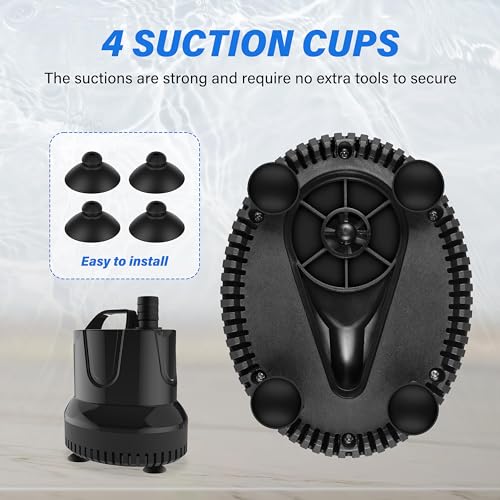 Simple Deluxe 660GPH Bottom Suction Submersible Water Pump 2500L/H 45W, 3 Nozzles with 8.2ft High Lift for Fish Tank, Pond, Aquarium, Hydroponics, Fountains - size: 660GPH-Standard