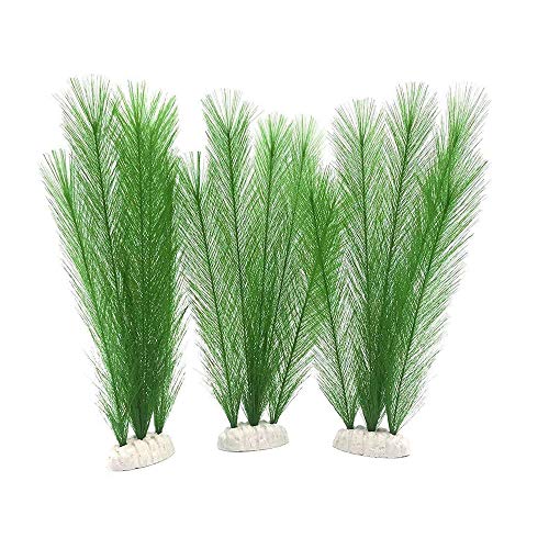 Norgail Aquarium Plastic Silk Plant Decorations Fish Tank Artificial Green Water Plants Made of Silk Fabrics, Safe for All Fish & Pets Large 3Pcs