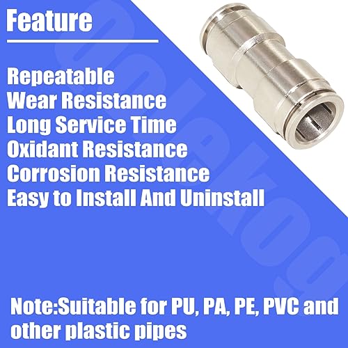 Pneumatic Push To Connect Fittings Heavy Duty Straight Quick Air Fittings 3/8 inch x 3/8 inch Tube OD Nickel Plated Brass Quick Connect Fittings PU-3/8 (5 Pack) - size: 3/8" OD(5Pcs), style: Straight