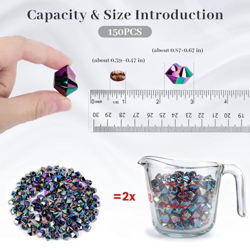 DomeStar 150PCS Iridescent Black Fake Ice, 2Cups Acrylic Gems Crystals Black Purple Rocks Diamonds Vase Centerpiece for Vase Fillers Party Table Scatter Wedding Food Display - color: Iridescent Black