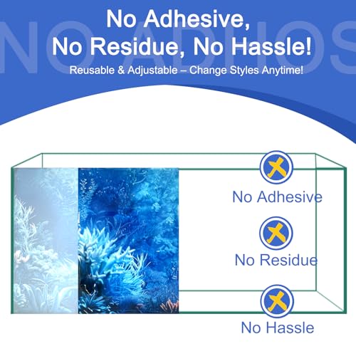 Aquarium Background & Fish Tank Background – Ultra HD Static Cling, No Tape, No Residue, Vibrant Underwater Scenery for Stunning Aquarium Decorations, Blue Ocean Theme 19.6 X 59 Inches - color: Blue Ocean, size: 19.6 X 59 Inches