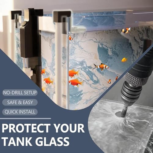 Ultra Slim Aquarium Overflow Box for Rimless Tanks, No-Drill Silent U-Tube Siphon, Dual Inlet Skimmer for Waste & Oil Film, 5000 L/H High Flow, Fits 12–18 inch Aquariums