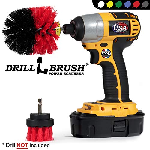 2 Piece Red Stiff Brush Cleaning Set - Outdoor Cleaning Brush Sets - Home Siding Cleaning Brush - Masonry Brick and Stone Cleaning Tools - Deck and Patio Scrubbers - Gutter Cleaning Outdoor Brush Set - color: Red