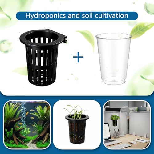 Novabright 2 Pack New Upgraded Large Aquarium Plant Holder with Hydroponic Cup 3.37 Inch Sick Hook and Suction Cup for Fish Tank Aquaponic Plant Cultivation and Aquascape Accessories Decoration(Black) - color: Black