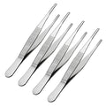 uxcell 4 Pcs 5-Inch Stainless Steel Straight Blunt Tweezers with Serrated Tip - size: 5 inches, Straight Blunt, 4 Pieces