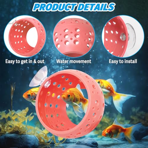 Fhiny Betta Tunnel, Aquarium Betta Fish Hideout with Suction Cup Fish Tank Tunnel Shrimp Cave Aquarium Decor Fish Tank Accessories for Small Fish Shrimp Betta Guppy Hiding Resting (Orange)