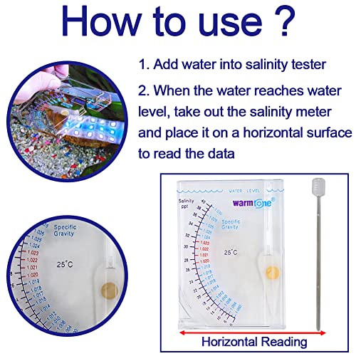 Abnaok Salinity Tester, Sea Specific Gravity Test for Fish Tank Pond Water Saltwater Freshwater, Accurate Automatic Hydrometer