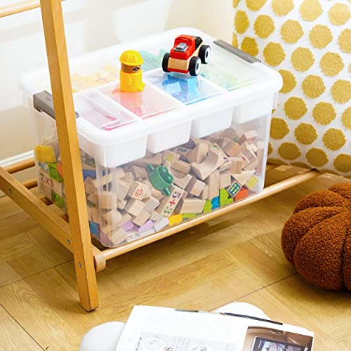 Citylife 32 QT Plastic Storage Box with Removable Tray Craft Organizers and Storage Clear Storage Container for Organizing Bead, Tool, Sewing, Playdoh - size: 32 Qt- 1 Pack