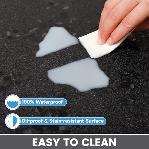 Floral Table Cover Protector Table Craft Mat, 36 x 60 Inch Upgraded 2.0mm Thick, Floral PVC Table Top Protector for Dining Room, Waterproof Black Desk Pad Mat, Easy to Wipe & Cut - size: 36" x 60" (Rectangular)