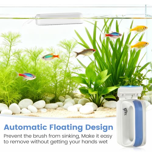 AQQA Aquarium Magetic Glass Cleaner Brush with 2 Detachable Scrapers Floating Fish Tank Cleaning Tools Algae Scraper for 1/8-1/4 inch Thick Glass/Acrylic Tanks (Small) - size: Small