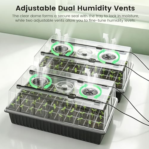 BAOSHISHAN Seed Starter Tray with Grow Light - 120 Cells Self-Watering | 24/7 LED Grow Light, 4'' Humidity Dome, Ideal for Herbs & Indoor Plants, Promotes Fast Germination, Durable Plastic Build