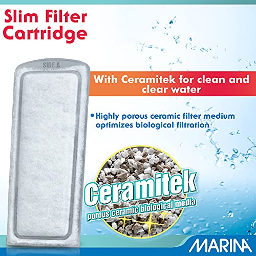 Marina Bio Clear Ceramic Replacement Cartridge for Slim Filters, 3 Pack – Optimal Filtration for a Healthy Aquarium,White