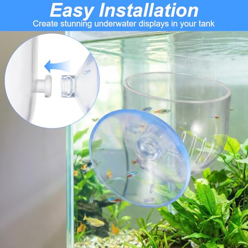 2PCS Aquarium Plant Holder, Fish Tank Plant Holder for Aquascape Decoration, Red Worm Fish Feeder, Aquarium Planter Cup with Suction Cup, Clear