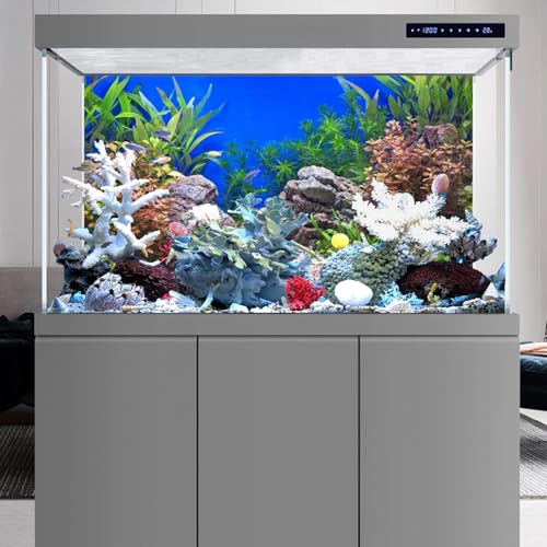 AWERT 30x18 inches Aquatic Plant Fish Tank Background Stone River Bed & Lake Aquarium Background Vinyl - size: 30x18in/75x45cm