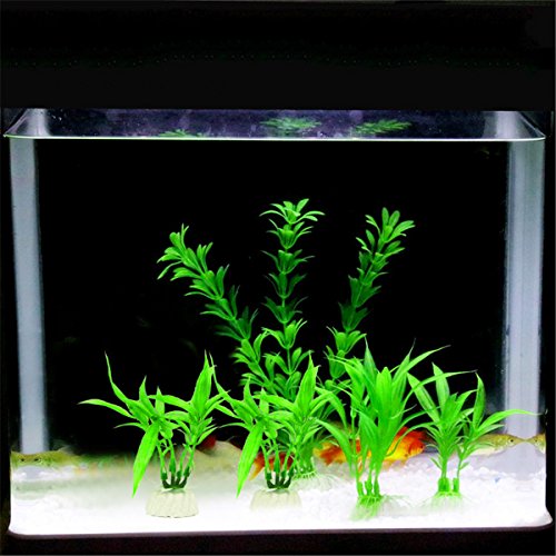 10 Pack Artificial Aquarium Plants, Small Size 4 inch Approximate Height Fish Tank Decorations Home Décor Plastic Green