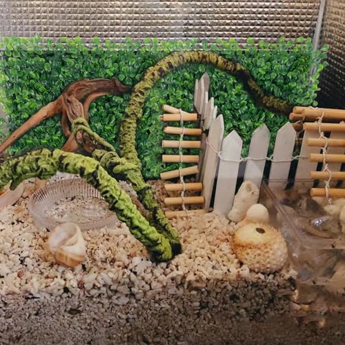 Rainmae Hermit Crab Climbing Toys, Faux Grass Mat Fake Turf Hermit Crab Climbing Wall, Plastic Aquarium Plants Lawn Hermit Crab Supplies Climbing and Hide Toy for Gecko Reptile Lizard 10 x 10 Inch - color: 1 Pack