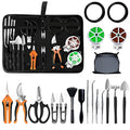 Bonsai Tools Set, 20 Pcs Gardening Succulent Tree Indoor Beginner Tool Kit, Include 262 Feet Bonsai Wire, 29.5"x29.5" Plant Repotting Mat, Leather Bag, Bonsai Scissors, Pruning Shears, Gifts for Women - style: Orange
