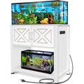 BEURUKU 40 Gallon Tank Stand with Cabinet and Power Outlets, Heavy Duty Metal Aquarium Stand for 40-50 Gallon Breeder Tank, Turtle Tank, Double Terrarium Stand, 660LBS Capacity, White - color: White, size: 40-50 Gallon
