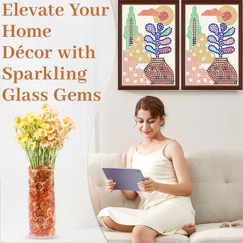 Orange Flat Glass Marbles, 0.97 lb Vase Filler Pebbles Gems, Decorative Glass Beads for Vases, Crafts, Floral, Mancala Stones, Aquarium Rocks for Fish Tank, 0.6"-0.8" (Approx. 80-100 PCS) - color: Orange