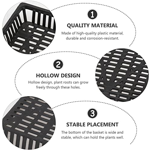 POPETPOP Aquarium Plastic Plant Basket 5-Pack Water Grass Pots with Drainage for Hydroponic Root Cultivation Fish Tank and Pond Planting