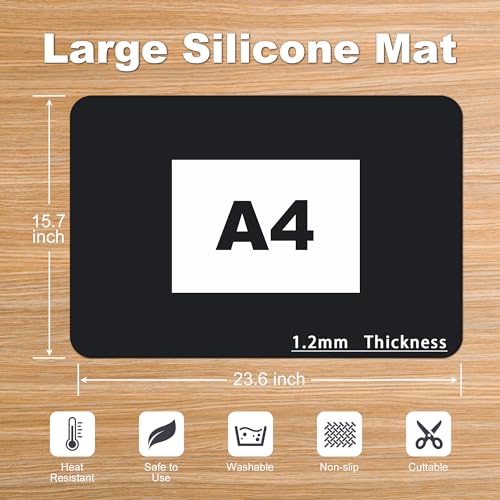 Silicone Mat for Kitchen Counter, Silicone Mat Trimable to Size (Black, 23.6×15.7inch-2PCS), BPA-Free Silicone Placemat, Heat-Resistant NonSlip Table Mat for Air Fryer, Countertop Protector Mat - color: Black, size: (L - 23.6''x 15.7‘’x 0.05'')